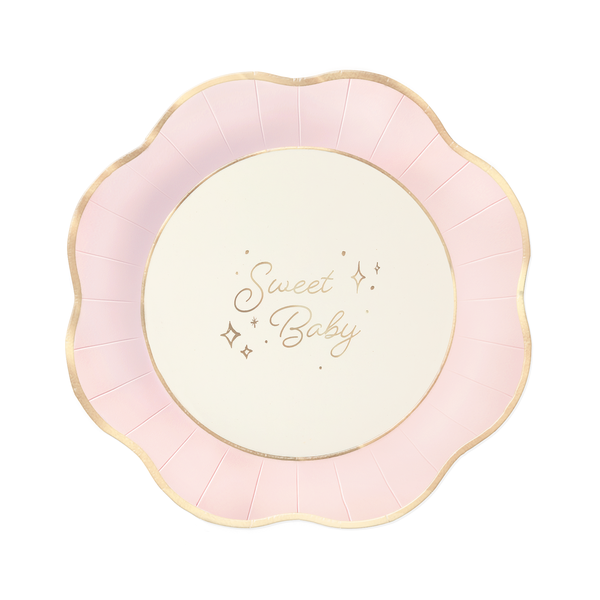 Pahvilautanen sweet baby vaaleanpunainen 21,5cm 8kpl