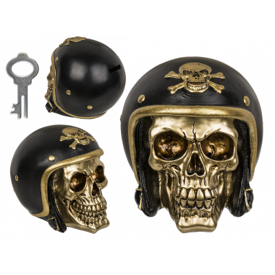 Pääkallo moottoripyöräkypärä- säästöpankki, 15*13 cm