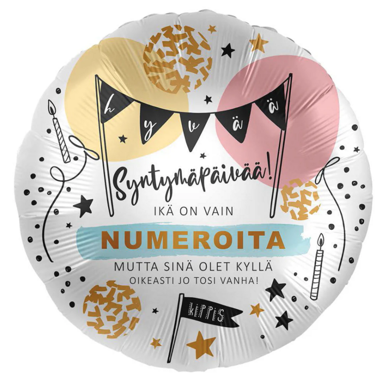 Foliopallo ikä on vain numeroita 40cm TYHJÄNÄ